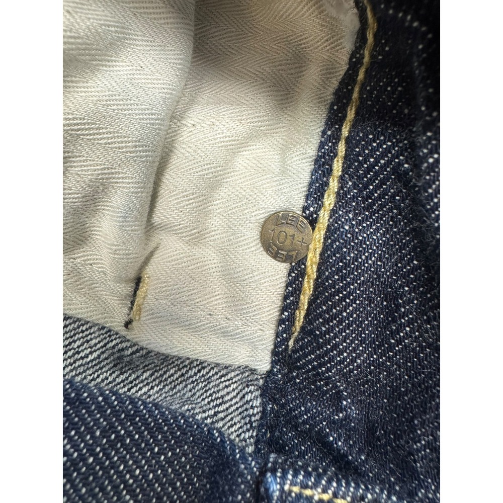 Lee 101+ Selvedge Jeans Mens 32 Dark Blue Indigo Excellent Premium Denim Pants - Picture 8 of 16